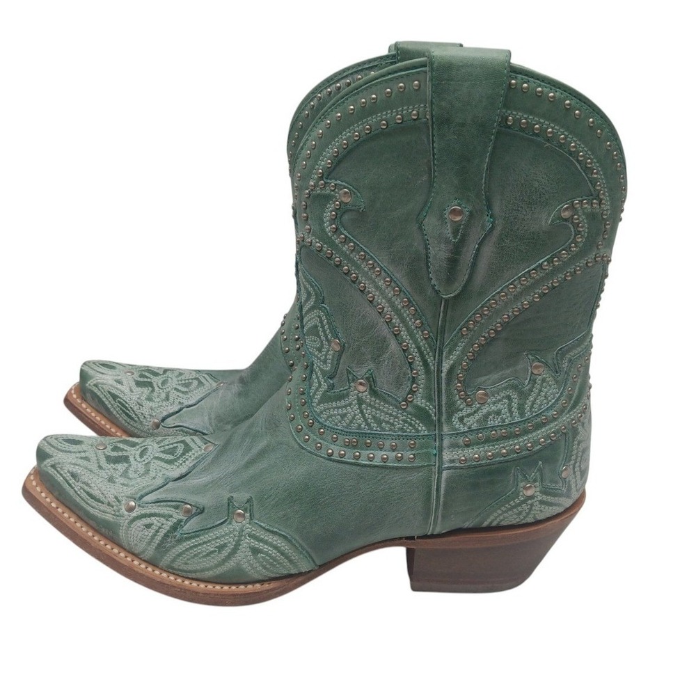 Lucchese M4977 Women's 7.5 B Turquoise Teal Leather Studded Western Boots NOS - Picture 8 of 16